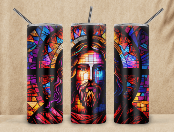 20oz Skinny Tumbler Jesus Sublimation Graphics for Tumbler Wraps