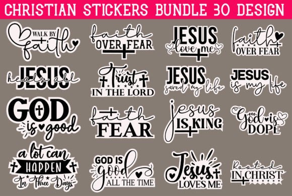 Christian Stickers Bundle 30 Design for Crafts & Graphics Projects