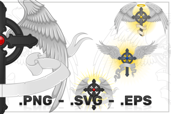 Winged Christian Cross Vector Design: A Graceful Graphic for Faith-Based Content